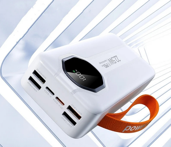 Павербанк Aroimac VP318 30000mAh 22.5W зі швидкою зарядкою, вбудованими кабелями та LED дисплеєм, White В001 фото