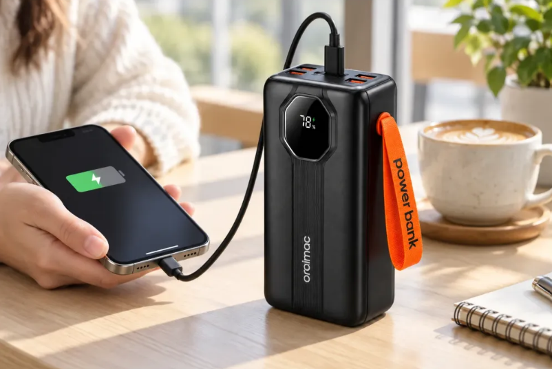 Павербанк Aroimac VP318 30000mAh 22.5W зі швидкою зарядкою, вбудованими кабелями та LED дисплеєм, Black В002 фото